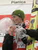 Winner Adam Malysz of Poland celebrating his overall victory after last day of ski flying on FIS Ski jumping World Cup finals in Planica, Slovenia. FIS Ski jumping World Cup finals in Planica was held between 22nd and 25th of March 2007 in Planica, Slovenia. Last competition of ski flying was held in Planica on 25rd of March 2007.
