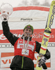 Winner Adam Malysz of Poland celebrating his overall victory after last day of ski flying on FIS Ski jumping World Cup finals in Planica, Slovenia. FIS Ski jumping World Cup finals in Planica was held between 22nd and 25th of March 2007 in Planica, Slovenia. Last competition of ski flying was held in Planica on 25rd of March 2007.
