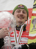 Winner Adam Malysz of Poland celebrating his overall victory after last day of ski flying on FIS Ski jumping World Cup finals in Planica, Slovenia. FIS Ski jumping World Cup finals in Planica was held between 22nd and 25th of March 2007 in Planica, Slovenia. Last competition of ski flying was held in Planica on 25rd of March 2007.
