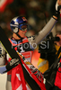 Winner Thomas Morgenstern of Austria (M), second placed Gregor Schlierenzauer of Austria (L) and third placed Janne Ahonen of Finland (R), celebrating their medals won in second race of FIS Ski jumping World Cup in Villach, Austria. FIS Ski jumping World Cup race was held in Villach, Austria, on 14th of December 2007.
