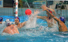 Primoz Troppan of Slovenia shooting on goal during first match of qualification waterpolo tournament for European championship. Match between Slovenia and France took place in Kranj, Slovenia on 7.April 2006. Slovenia defeated France with 9:7.
