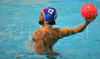 Quentin Chipotel of France shooting on goal during first match of qualification waterpolo tournament for European championship. Match between Slovenia and France took place in Kranj, Slovenia on 7.April 2006. Slovenia defeated France with 9:7.
