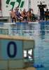 Team France during half time break in first match of qualification waterpolo tournament for European championship. Match between Slovenia and France took place in Kranj, Slovenia on 7.April 2006. Slovenia defeated France with 9:7.
