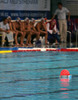Team Slovenia during half time break in first match of qualification waterpolo tournament for European championship. Match between Slovenia and France took place in Kranj, Slovenia on 7.April 2006. Slovenia defeated France with 9:7.
