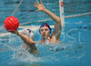 Tomaz Mihelcic of Slovenia is shooting to goal during first match of qualification waterpolo tournament for European championship. Match between Slovenia and France took place in Kranj, Slovenia on 7.April 2006. Slovenia defeated France with 9:7.
