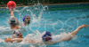 Simon Thibaut of France shooting on goal during first match of qualification waterpolo tournament for European championship. Match between Slovenia and France took place in Kranj, Slovenia on 7.April 2006. Slovenia defeated France with 9:7.
