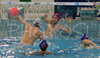 Erik Bukovac of Slovenia is scoring after penaly shoot during first match of qualification waterpolo tournament for European championship. Match between Slovenia and France took place in Kranj, Slovenia on 7.April 2006. Slovenia defeated France with 9:7.
