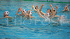 Slovenian players are celebrating after victory in first match of qualification waterpolo tournament for European championship. Match between Slovenia and France took place in Kranj, Slovenia on 7.April 2006. Slovenia defeated France with 9:7.
