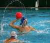 Marc Amardeilh of France shooting on goal during first match of qualification waterpolo tournament for European championship. Match between Slovenia and France took place in Kranj, Slovenia on 7.April 2006. Slovenia defeated France with 9:7.
