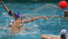 Yann Vergeade of France shoots on goal during match of qualification waterpolo tournament for European championship between France and Slovakia. Match between France and Slovakia  took place in Kranj, Slovenia on 8.April 2006. Slovakia defeated France with 11-10.
