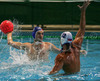 Frederic Audon of France shoots on goal during match of qualification waterpolo tournament for European championship between France and Slovakia. Match between France and Slovakia  took place in Kranj, Slovenia on 8.April 2006. Slovakia defeated France with 11-10.
