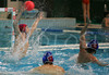 French goalie Remi Garseau saves his goal during match of qualification waterpolo tournament for European championship between France and Slovakia. Match between France and Slovakia  took place in Kranj, Slovenia on 8.April 2006. Slovakia defeated France with 11-10.
