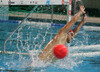 Goalie of Slovaki Michal Gogala misses ball and France scores from penalty shoot during match of qualification waterpolo tournament for European championship between France and Slovakia. Match between France and Slovakia  took place in Kranj, Slovenia on 8.April 2006. Slovakia defeated France with 11-10.
