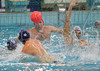 Goalie Igor Belofrastov of Slovenia saves his goal after shoot of Paul Privitera of Malta (blue cap no.4) during match between Slovenia and Malta of qualification waterpolo tournament for European championship. Match between Slovenia and Malta took place in Kranj, Slovenia on 8.April 2006. Slovenia defeated Malta with 10-6.
