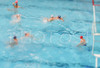 Players of Slovenia (white caps) and Malta (blue caps) during match between Slovenia and Malta of qualification waterpolo tournament for European championship. Match between Slovenia and Malta took place in Kranj, Slovenia on 8.April 2006. Slovenia defeated Malta with 10-6. (Photo illustration)
