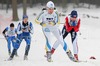Charlotte Kalla of Sweden leading her quarterfinals group on downhill during Junior Women finals of FIS Nordic Junior Ski World Championship sprint race were held in Medvode, Slovenia.  Race was won by Astrid Jacobsen of Norway, Natalia Matveeva of Russia placed second, Celine Brun-Lie of Norway placed third, while Charlotte Kalla of Sweden finished fourth.
