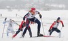 Nina Ryusina of Russia leading her quarterfinals group while Tiril Schjoelberg of Norway has problems with soft snow during Junior Women finals of FIS Nordic Junior Ski World Championship sprint race were held in Medvode, Slovenia.  Race was won by Astrid Jacobsen of Norway, Natalia Matveeva of Russia placed second, Celine Brun-Lie of Norway placed third, while Charlotte Kalla of Sweden finished fourth.
