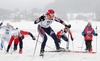 Nina Ryusina of Russia leading her quarterfinals group while Tiril Schjoelberg of Norway has problems with soft snow during Junior Women finals of FIS Nordic Junior Ski World Championship sprint race were held in Medvode, Slovenia.  Race was won by Astrid Jacobsen of Norway, Natalia Matveeva of Russia placed second, Celine Brun-Lie of Norway placed third, while Charlotte Kalla of Sweden finished fourth.
