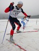 Damien Ambrosetti of France skiing during Under-23 Men finals of FIS Nordic Junior Ski World Championship sprint race were held in Medvode, Slovenia.  Race was won by Harald Wurm of Austria, Josef Wenzl of Germany placed second, Marcus Hellner of Sweden finished third, while Oeystein Pettersen of Norway finished fourth.
