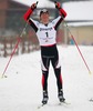 Winner Harald Wurm of Austria celebrating his victory in Under-23 Men finals of FIS Nordic Junior Ski World Championship sprint race were held in Medvode, Slovenia.  Race was won by Harald Wurm of Austria, Josef Wenzl of Germany placed second, Marcus Hellner of Sweden finished third, while Oeystein Pettersen of Norway finished fourth.

