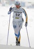 Eva Svensson of Sweden skiing during Junior Women FIS Nordic Junior Ski World Championships 5km Classic race was held in Medvode,  Slovenia. Race was won by Astrid Jacobsen of Norway, Eva Nyvltova of Czech placed second, while Charlotte Kalla of Sweden placed third.
