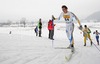 Larj Ljung of Sweden skiing during Junior Men 10km classic race of FIS Nordic Junior Ski World Championship in Medvode, Slovenia.  Race was won by Petter Northug of Norway, Martin Jaks of Czech placed second, while Dario Alonzo Cologna of Switzerland finished third.
