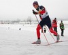 Max Treinen of USA skiing during Junior Men 10km classic race of FIS Nordic Junior Ski World Championship in Medvode, Slovenia.  Race was won by Petter Northug of Norway, Martin Jaks of Czech placed second, while Dario Alonzo Cologna of Switzerland finished third.
