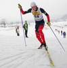 Glenn Randall of USA skiing during Junior Men 10km classic race of FIS Nordic Junior Ski World Championship in Medvode, Slovenia.  Race was won by Petter Northug of Norway, Martin Jaks of Czech placed second, while Dario Alonzo Cologna of Switzerland finished third.
