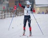 Winner Francois Braud of France skiing last meters of 10km pursuit race and celebrating his title of Junior World Champion on the end of Junior Nordic Combined 10km pursuit race of FIS Nordic Junior Ski World Championship in Medvode, Slovenia.  Race was won by Francois Braud of France, Tom Beetz of Germany placed second, while Miroslav Dvorak of Czech finished third.
