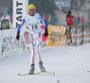 Third placed Miroslav Dvorak of Czech celebrating his second place when crossing finish line in Junior Nordic Combined 10km pursuit race of FIS Nordic Junior Ski World Championship in Medvode, Slovenia.  Race was won by Francois Braud of France, Tom Beetz of Germany placed second, while Miroslav Dvorak of Czech finished third.
