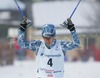 Seventh placed Akito Watabe of Japan crossing finish line in Junior Nordic Combined 10km pursuit race of FIS Nordic Junior Ski World Championship in Medvode, Slovenia.  Race was won by Francois Braud of France, Tom Beetz of Germany placed second, while Miroslav Dvorak of Czech finished third.
