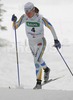 Fourth placed Maria Rydqvist of Sweden skiing during Under-23 Women FIS Nordic Junior Ski World Championships 10km Classic race which was held in Medvode,  Slovenia. Race was won by Justyna Kowalczyk of Poland, Irina Artemova of Russia placed second, while her teammate Ioulia Tchekalova of Russia placed third.
