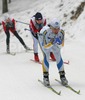Charlotte Kalla of Sweden leading pack on downhil during Junior Women FIS Nordic Junior Ski World Championships 5+5km pursuit race which was held in Medvode,  Slovenia.
