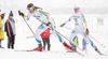Anna Hansson of Sweden (L) and her teammate Anna Simberg (R) skiing during Junior Women FIS Nordic Junior Ski World Championships 5+5km pursuit race which was held in Medvode,  Slovenia.
