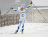 Charlotte Kalla of Sweden celebrating her victory when coming to finish line during Junior Women FIS Nordic Junior Ski World Championships 5+5km pursuit race which was held in Medvode,  Slovenia.
