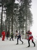 Winner Petter Northug of Norway (R) and second placed Illia Chernousov of Russia (L) skiing during Junior Men FIS Nordic Junior Ski World Championships 10+10km pursuit race which was held in Medvode,  Slovenia.
