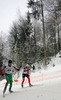 Brian Gregg of USA (R) and Ilja Kamotskij of Belarus (L) skiing during Under-23 Men FIS Nordic Junior Ski World Championships 15+15km pursuit race which was held in Medvode,  Slovenia.
