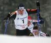 Third placed Franz Goering of Germany skiing during Under-23 Men FIS Nordic Junior Ski World Championships 15+15km pursuit race which was held in Medvode,  Slovenia.
