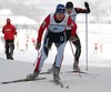 Martin Jaks of Czech (front) is followed by Daniel Heun of Germany in fourth leg of Junior Men FIS Nordic Junior Ski World Championships 4x5km relay race which was held in Medvode,  Slovenia. Race was won by Norway, Russia placed second, while relay of Czech finished third.
