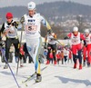 Emma Bergman of Sweden skiing during first leg of Junior Women FIS Nordic Junior Ski World Championships 4x3.3km relay race which was held in Medvode,  Slovenia. Race was won by Norway, Sweden placed second, while Russia finished third.
