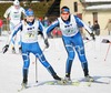 Tiina Taskinen of Finland sends her teammate Noora Virtanen to ski third leg of Junior Women FIS Nordic Junior Ski World Championships 4x3.3km relay race which was held in Medvode,  Slovenia. Race was won by Norway, Sweden placed second, while Russia finished third.
