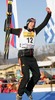 Winner Tom Beetz of Germany celebrating his victory in Junior Nordic Combined sprint race of FIS Nordic Junior Ski World Championships which was held in Medvode, Slovenia on 5.February 2006.
