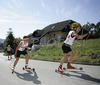 Cross country skiers are competing during traditional roller ski race in Trzic, Slovenia. This years race was held on changed track which lead skiers from Trzic, Slovenia through villages Kovor and Hudo to finish line which was this year in Brezje pri Trzicu, Slovenia.
