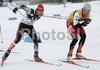 Ronny Ackermann of Germany (L) and Christoph Bieler of Austria (R) skiing during second race of FIS Nordic Combined World Cup in Ramsau. FIS Nordic Combined World Cup was held in Ramsau am Dachstein, Austria, on 17th of December 2006.
