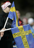 Supporters of Charlotte Kalla of Sweden cheering for her in quarter finals of Women Sprint race of Junior Nordic skiing World Championships in Tarvisio, Italy. Women Sprint race of Junior Nordic skiing World Championships in Tarvisio, Italy was held on 12th of March 2007 in Fusine, Italy. Due warm weather and lack of snow, cross country skiing races of Junior Nordic skiing World Championships 2007 were moved from Tarvisio, Italy to Fusine, Italy.
