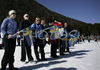 Supporters of Charlotte Kalla of Sweden during finals of Women Sprint race of Junior Nordic skiing World Championships in Tarvisio, Italy. Women Sprint race of Junior Nordic skiing World Championships in Tarvisio, Italy was held on 12th of March 2007 in Fusine, Italy. Due warm weather and lack of snow, cross country skiing races of Junior Nordic skiing World Championships 2007 were moved from Tarvisio, Italy to Fusine, Italy.
