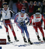 Winner Ivan Ivanov of Russia skiing in quarter finals of Men Sprint race of Junior Nordic skiing World Championships in Tarvisio, Italy. Men Sprint race of Junior Nordic skiing World Championships in Tarvisio, Italy was held on 12th of March 2007 in Fusine, Italy. Due warm weather and lack of snow, cross country skiing races of Junior Nordic skiing World Championships 2007 were moved from Tarvisio, Italy to Fusine, Italy.
