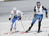 Second placed Martti Jylhae of Finland quarter skiing in finals of Men Sprint race of Junior Nordic skiing World Championships in Tarvisio, Italy. Men Sprint race of Junior Nordic skiing World Championships in Tarvisio, Italy was held on 12th of March 2007 in Fusine, Italy. Due warm weather and lack of snow, cross country skiing races of Junior Nordic skiing World Championships 2007 were moved from Tarvisio, Italy to Fusine, Italy.
