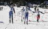 Winner Ivan Ivanov of Russia (M), second placed Martti Jylhae of Finland (L) and third placed Eirik Saeves of Norway (R) sprinting in finals of Men Sprint race of Junior Nordic skiing World Championships in Tarvisio, Italy. Men Sprint race of Junior Nordic skiing World Championships in Tarvisio, Italy was held on 12th of March 2007 in Fusine, Italy. Due warm weather and lack of snow, cross country skiing races of Junior Nordic skiing World Championships 2007 were moved from Tarvisio, Italy to Fusine, Italy.
