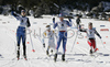 Winner Ivan Ivanov of Russia (M), second placed Martti Jylhae of Finland (L) and third placed Eirik Saeves of Norway (R) sprinting in finals of Men Sprint race of Junior Nordic skiing World Championships in Tarvisio, Italy. Men Sprint race of Junior Nordic skiing World Championships in Tarvisio, Italy was held on 12th of March 2007 in Fusine, Italy. Due warm weather and lack of snow, cross country skiing races of Junior Nordic skiing World Championships 2007 were moved from Tarvisio, Italy to Fusine, Italy.
